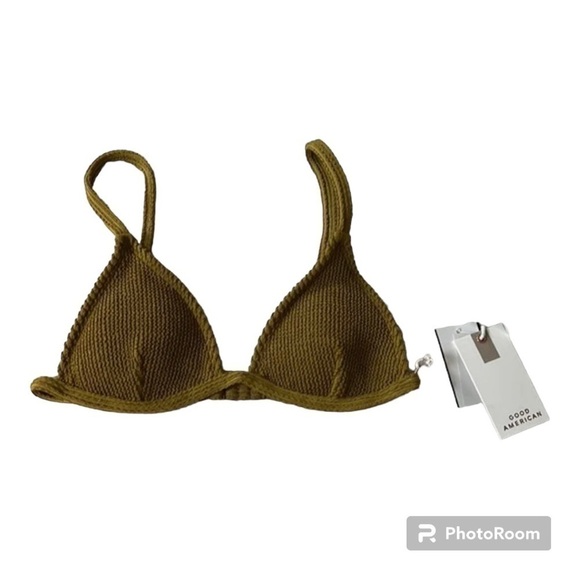 Good American Always Fits Triangle Swim Top, Size 1 - Dirty Olive - Picture 7 of 12